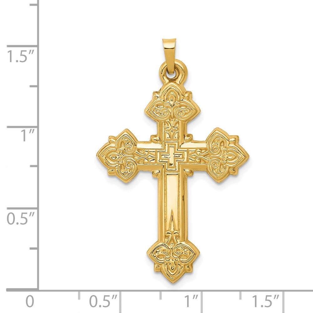 14k Yellow Gold 26 mm Hollow Cross Pendant (1.78 grams)