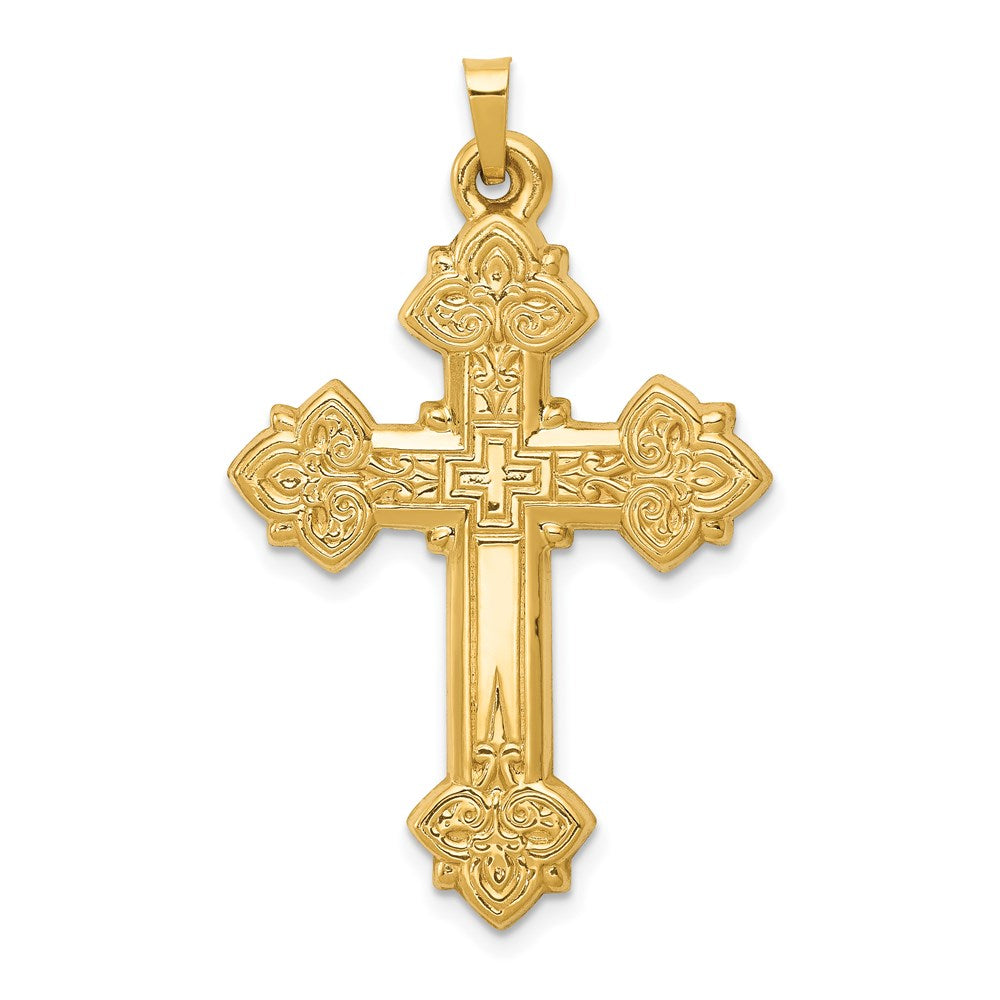 14k Yellow Gold 26 mm Hollow Cross Pendant (1.78 grams)