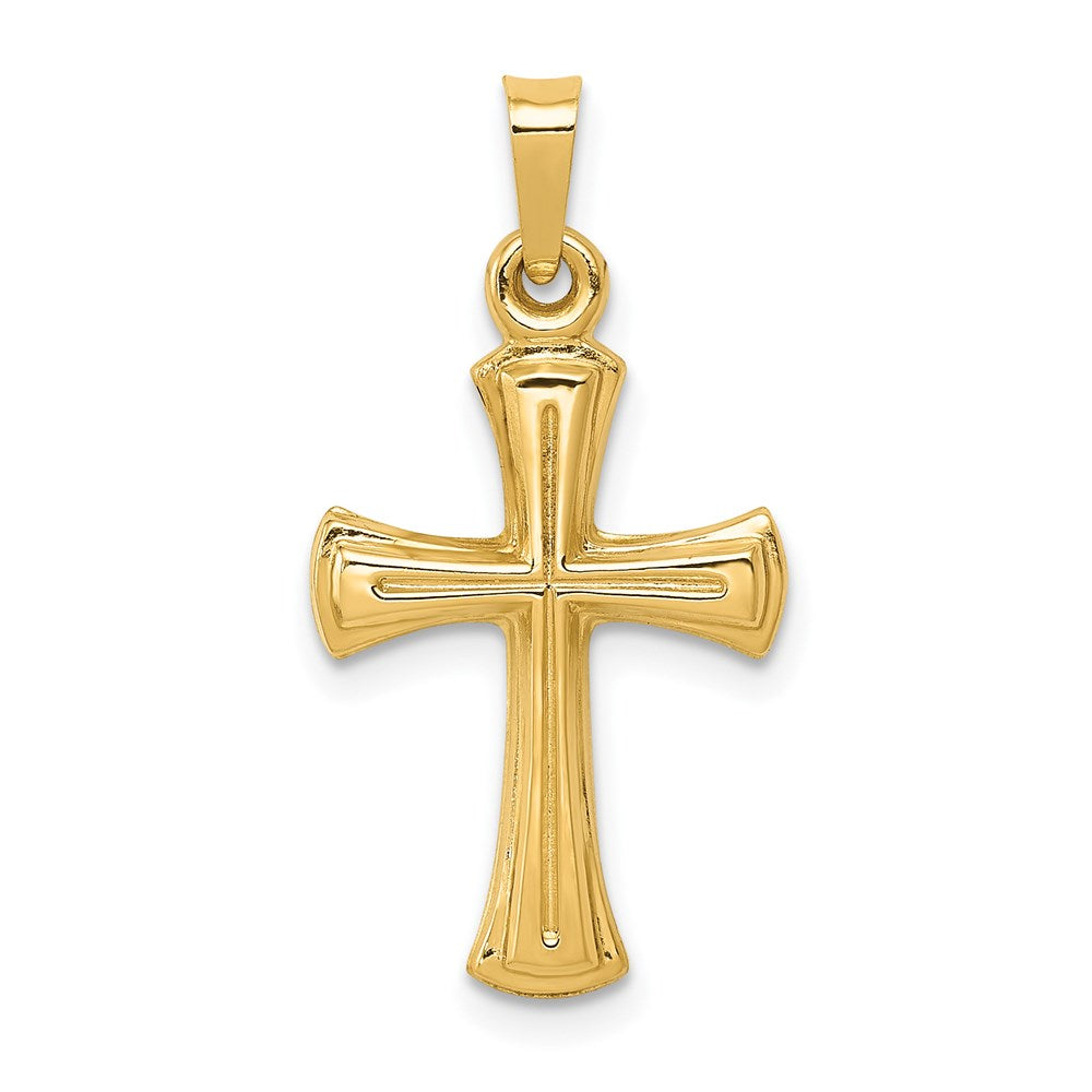 14k Yellow Gold 14 mm Hollow Cross Pendant (0.65 grams)