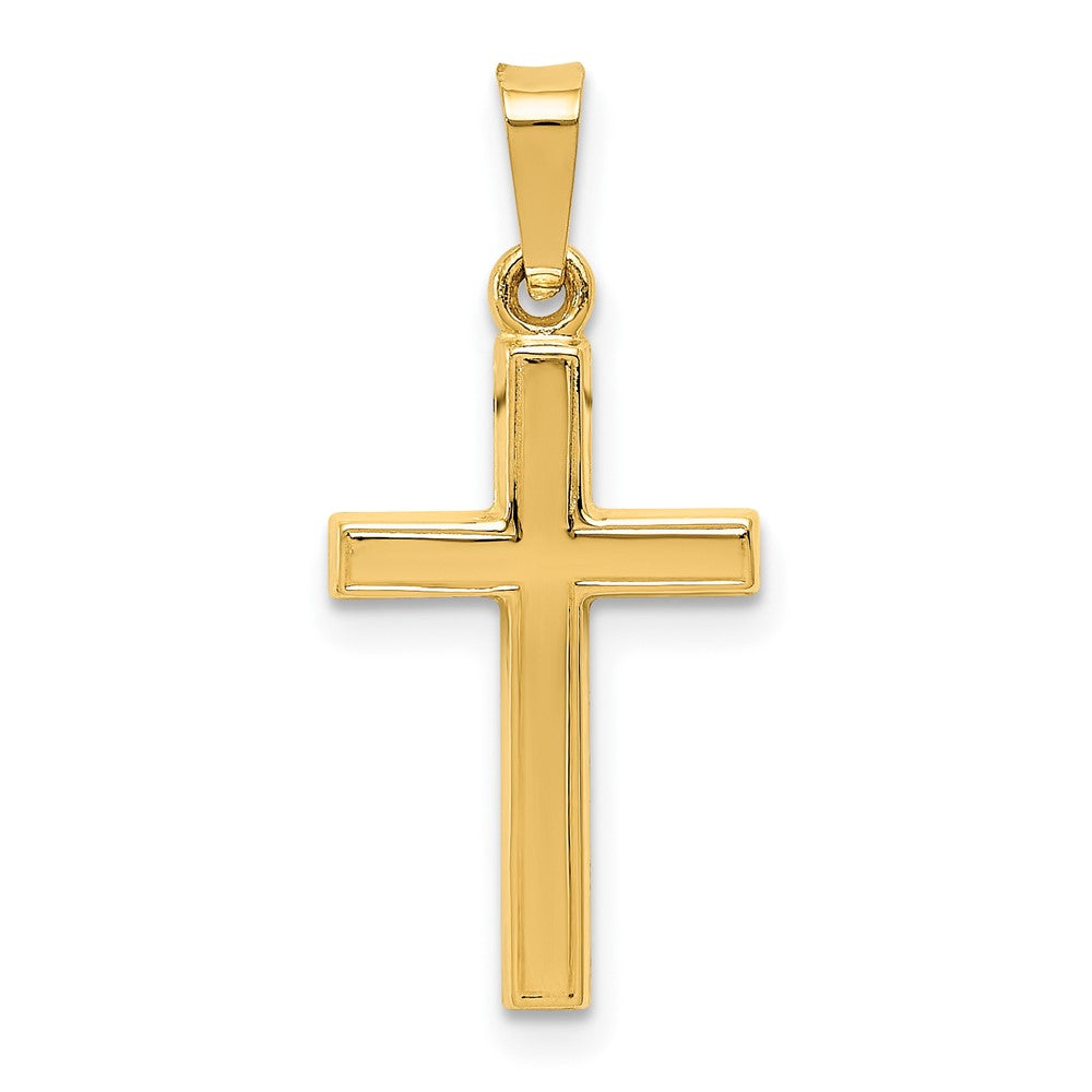 14k Yellow Gold 11 mm Diamond-cut Small Hollow Cross Pendant (0.48 grams)
