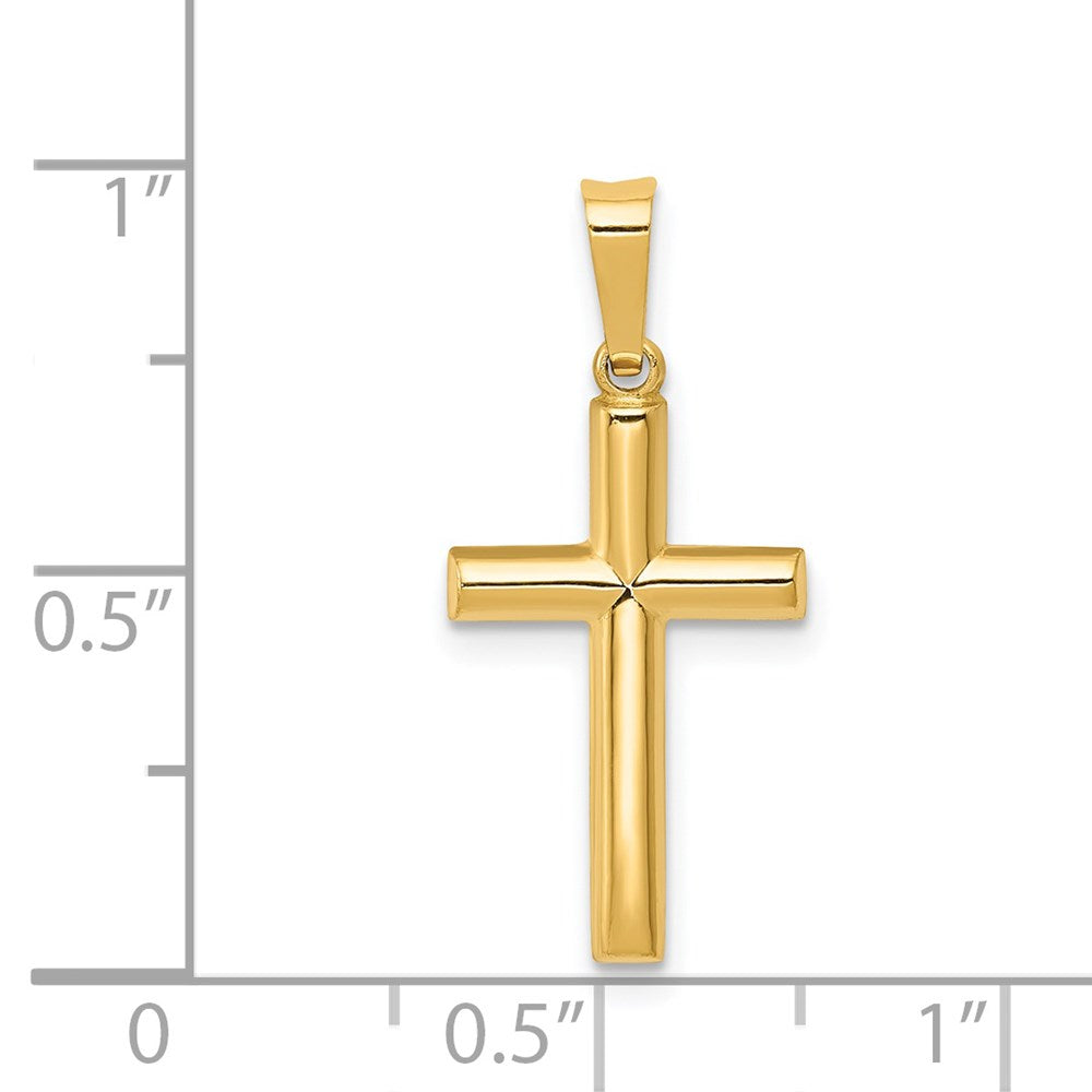 14k Yellow Gold 10 mm Hollow Cross Pendant (0.48 grams)