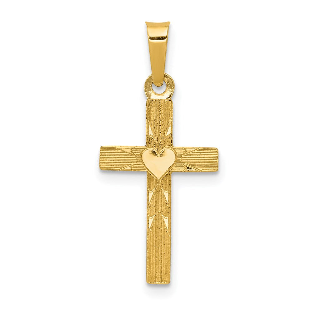 14k Yellow Gold 11 mm Small Hollow Cross Charm (0.48 grams)