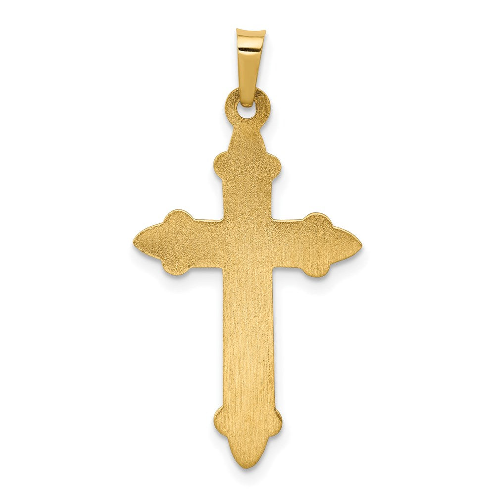 14k Yellow Gold 18 mm Fleur De Lis Cross Pendant (0.8 grams)