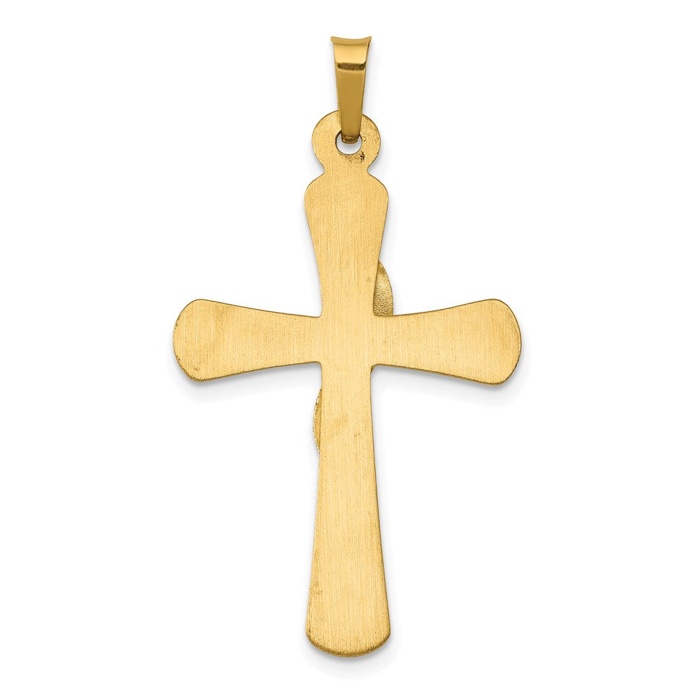14k Two-tone 19 mm Two-Tone Hollow Cross w/Drape Pendant (1 grams)