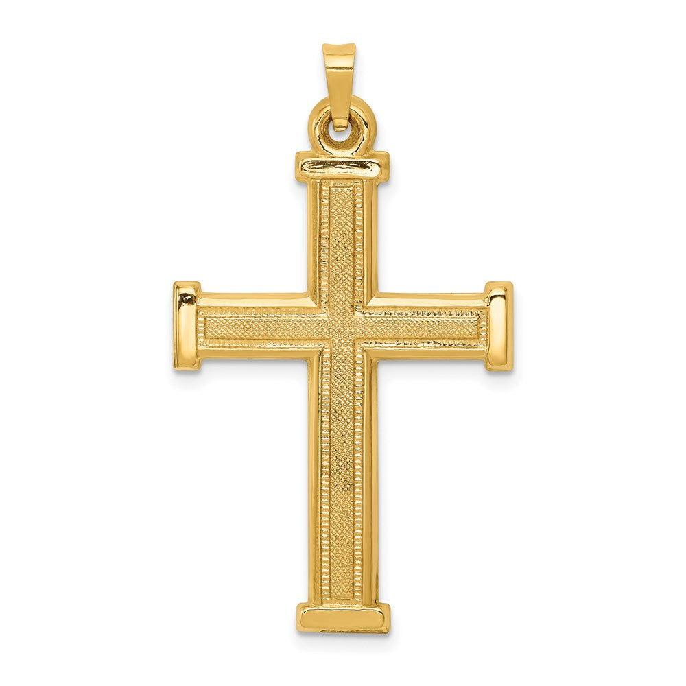 14k Yellow Gold 23.5 mm Hollow Latin Cross Pendant