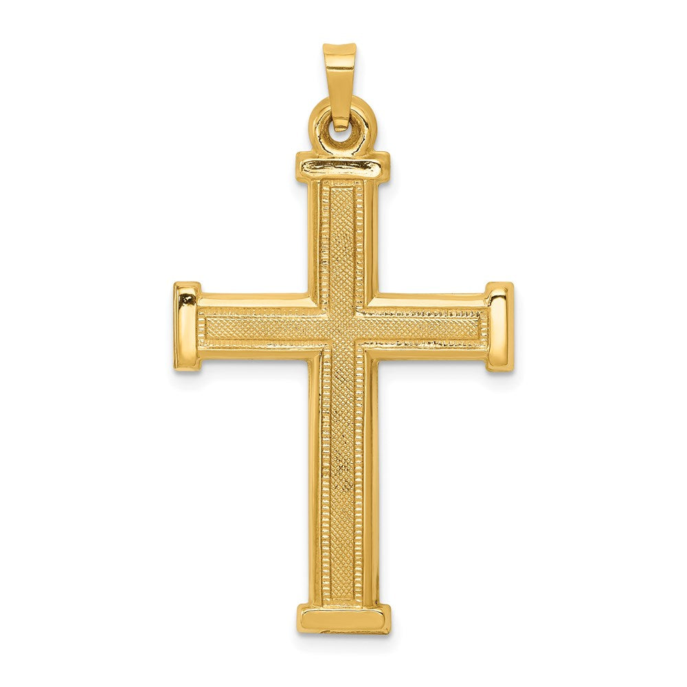14k Yellow Gold 23.5 mm Hollow Latin Cross Pendant (1.38 grams)