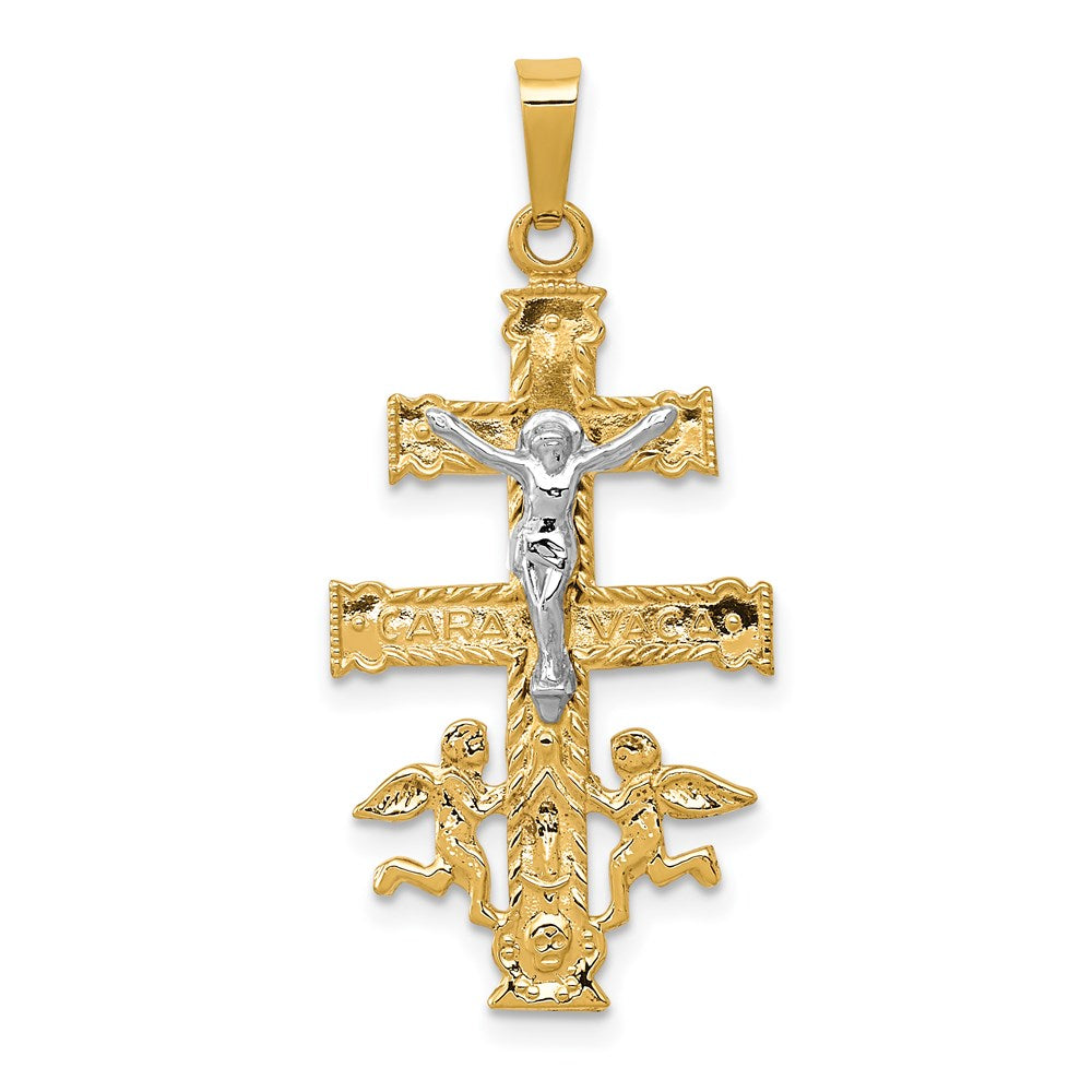 14k Two-tone 15 mm Cara Vaca Crucifix Pendant (1.52 grams)