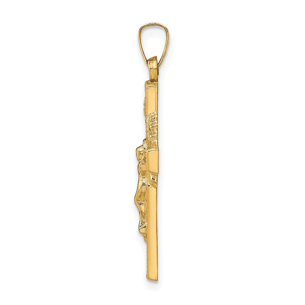 14k Yellow Gold 17 mm INRI Hollow Crucifix Pendant (1.05 grams)