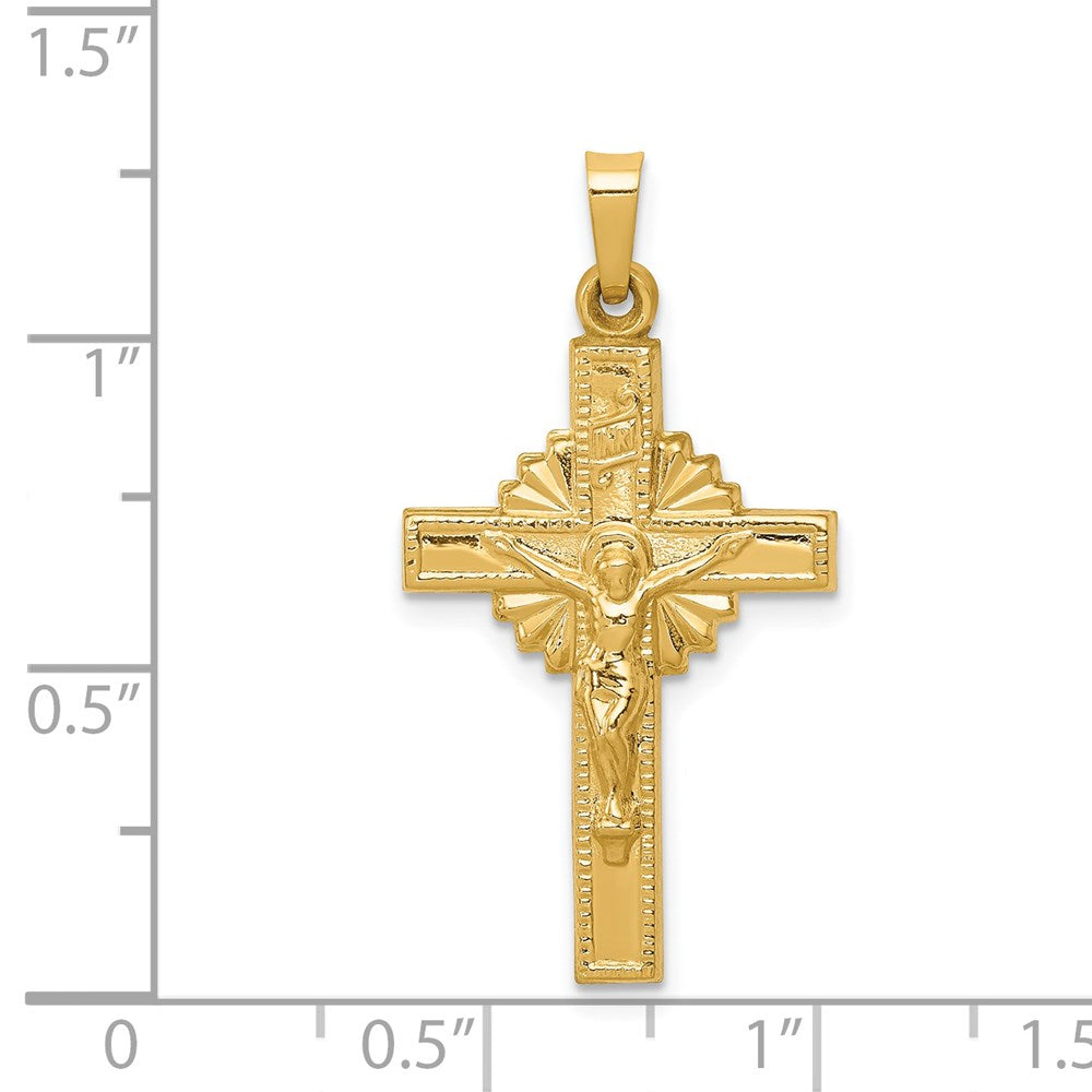 14k Yellow Gold 17 mm INRI Hollow Crucifix Pendant (1.05 grams)