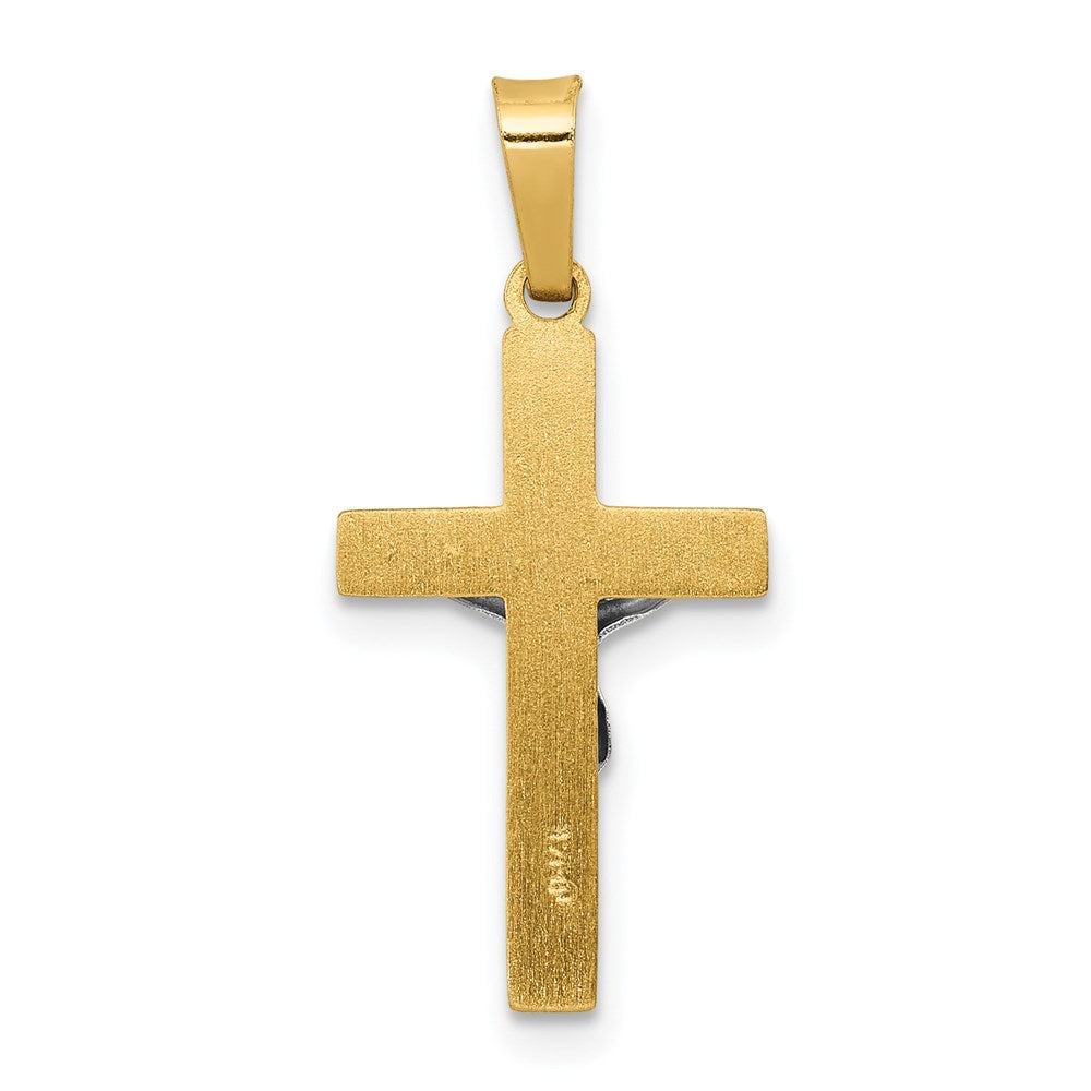 14k Two-tone 12 mm INRI Hollow Crucifix Pendant (0.76 grams)