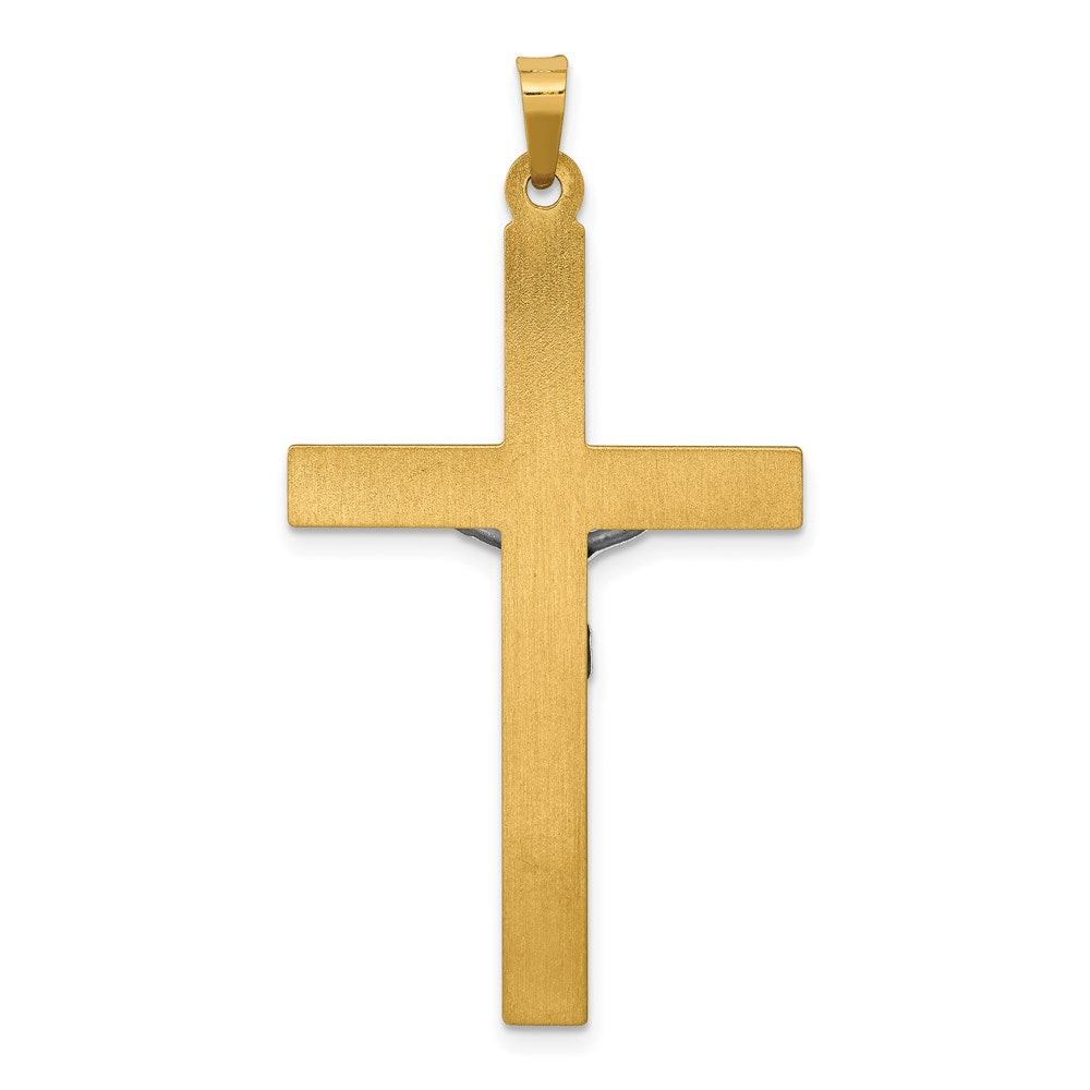 14k Two-tone 25 mm INRI Hollow Crucifix Pendant (1.78 grams)