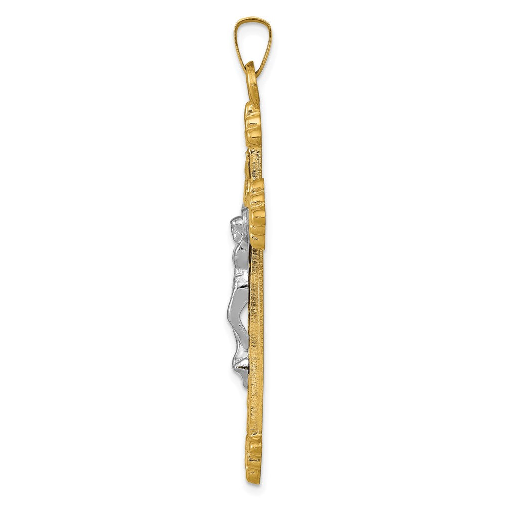 14k Two-tone 22 mm INRI Hollow Crucifix Pendant (1.61 grams)