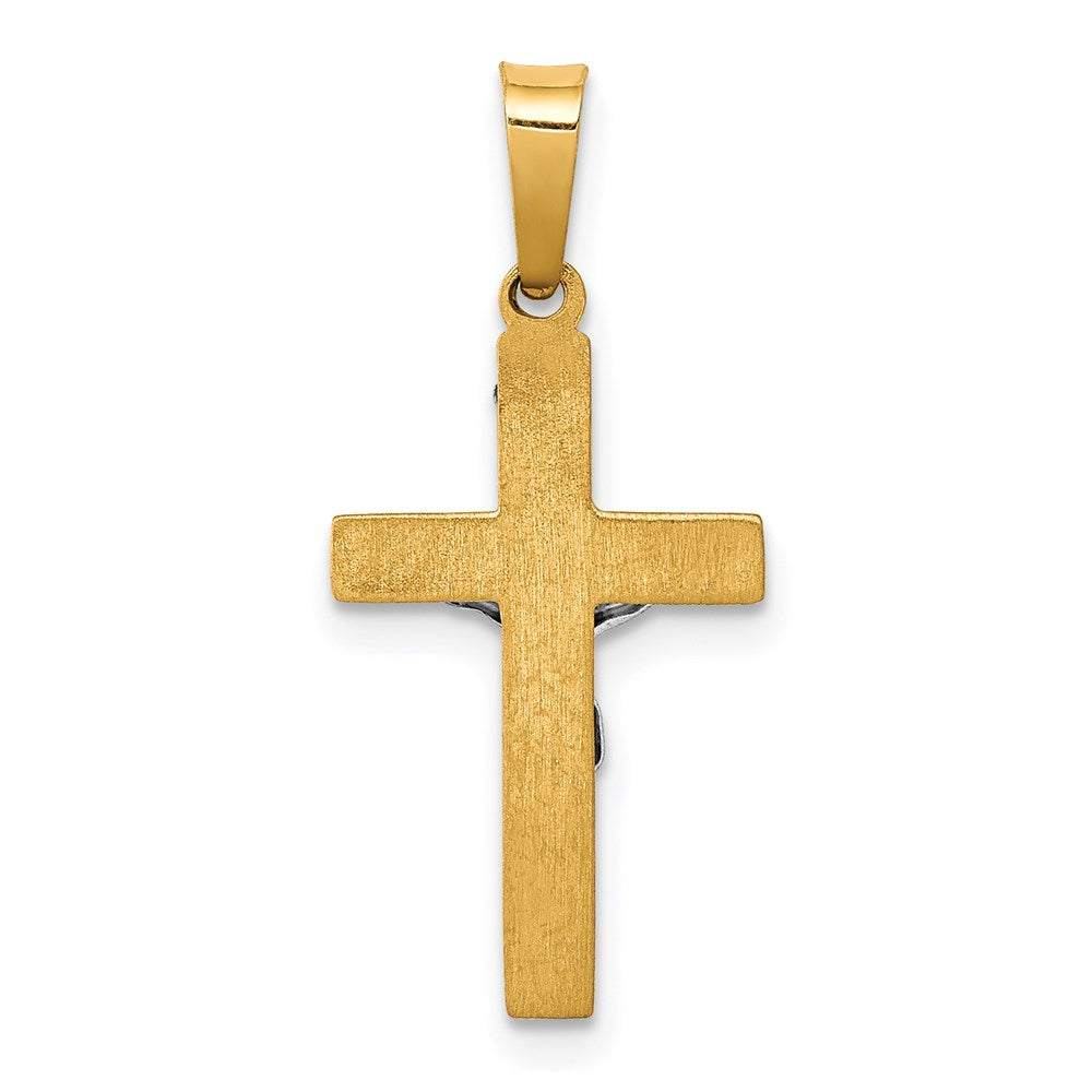 14k Two-tone 12 mm INRI Hollow Crucifix Pendant (0.48 grams)