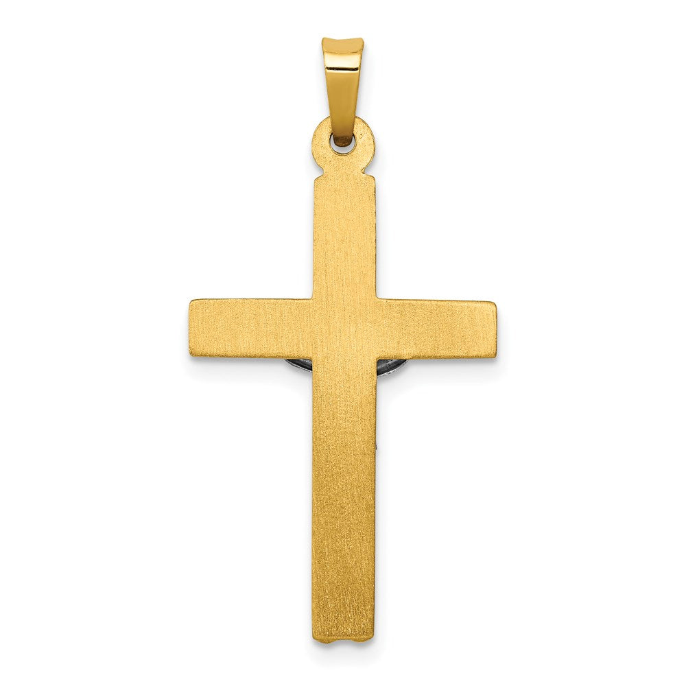 14k Two-tone 17 mm INRI Hollow Crucifix Pendant (1.05 grams)