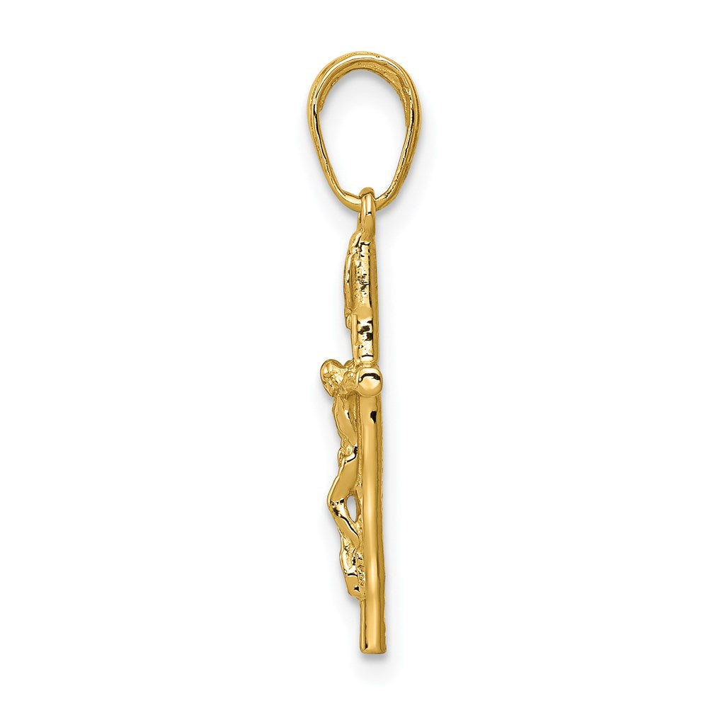 14k Yellow Gold 14 mm INRI Hollow Crucifix Pendant (0.86 grams)