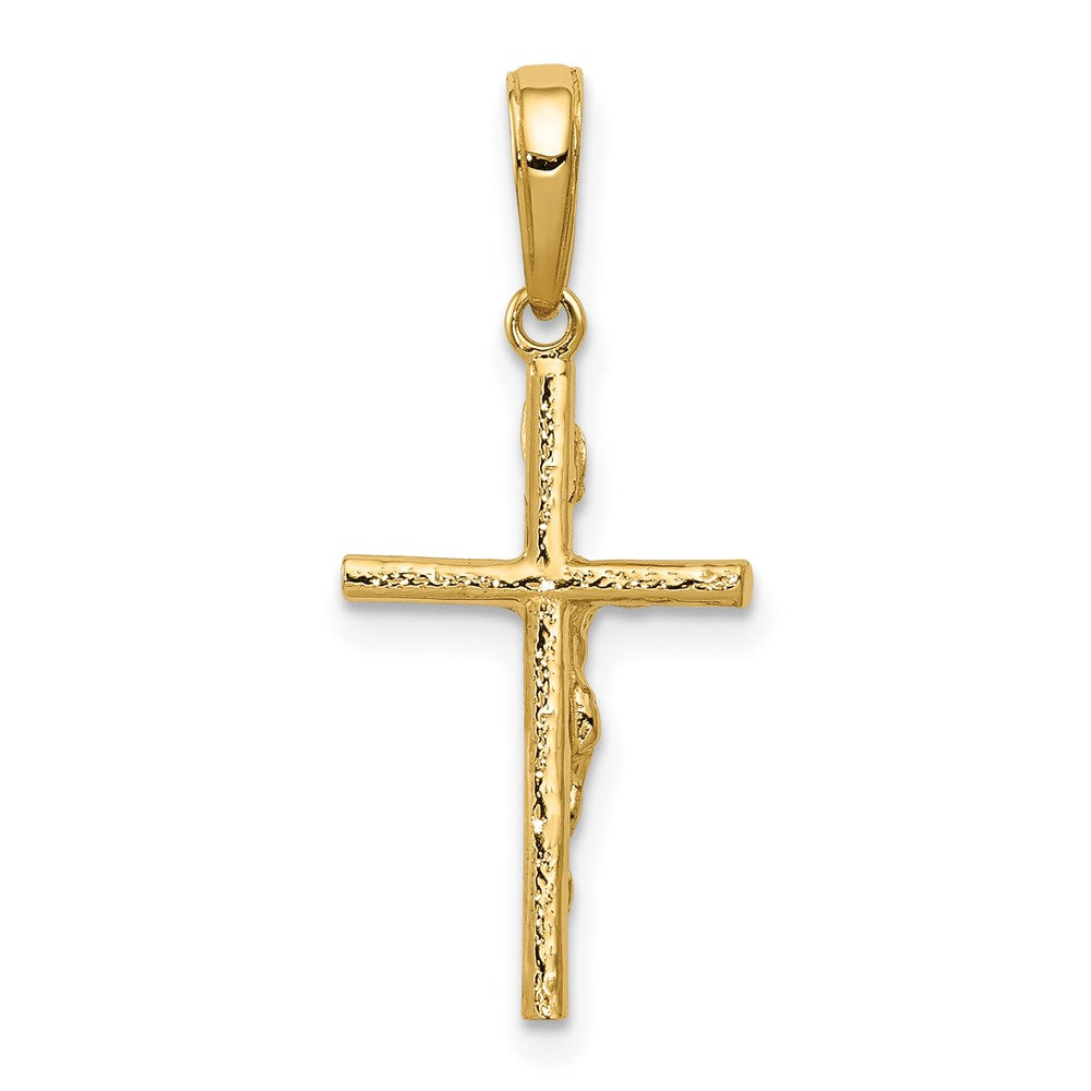 14k Yellow Gold 14 mm INRI Hollow Crucifix Pendant (0.86 grams)