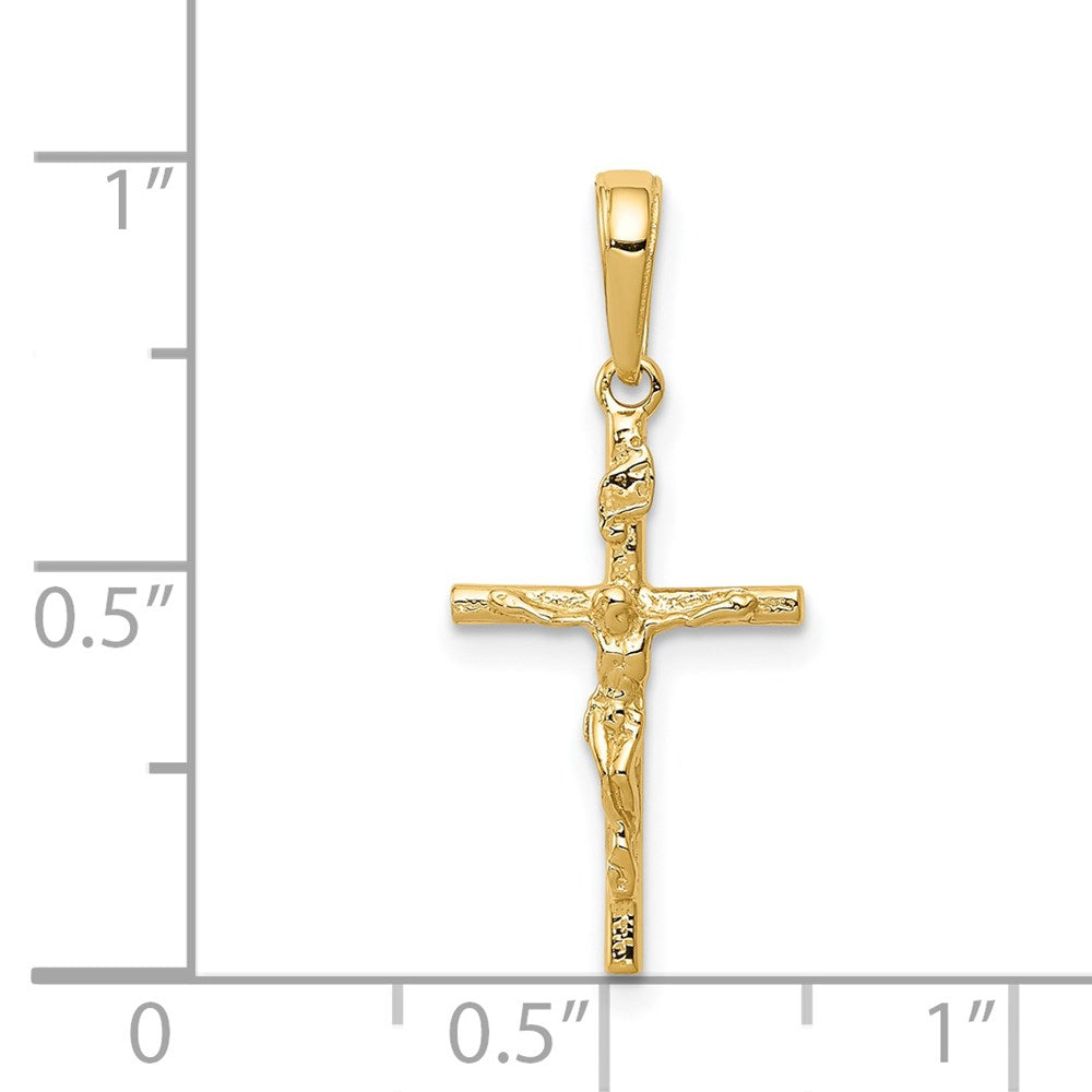 14k Yellow Gold 14 mm INRI Hollow Crucifix Pendant (0.86 grams)