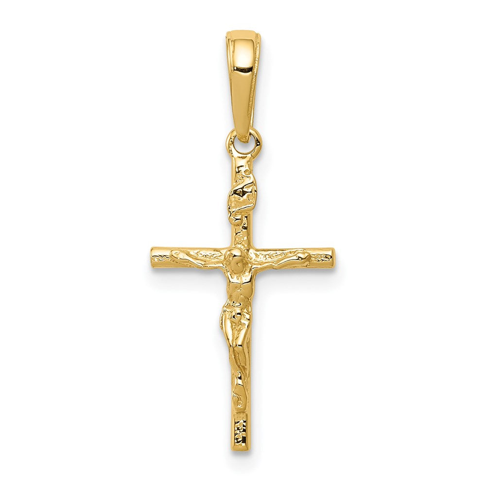 14k Yellow Gold 14 mm INRI Hollow Crucifix Pendant (0.86 grams)