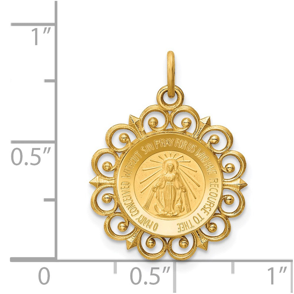 14k Yellow Gold 19 mm Miraculous Medal Charm (1.16 grams)