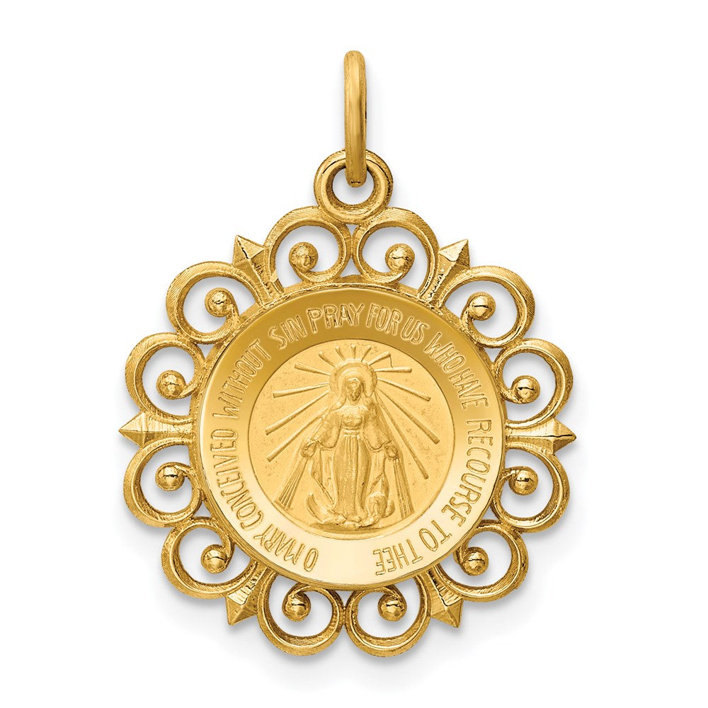 14k Yellow Gold 19 mm Miraculous Medal Charm (1.16 grams)