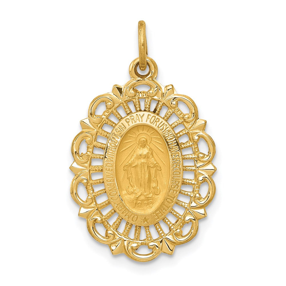 14k Yellow Gold 15.6 mm Miraculous Medal Charm