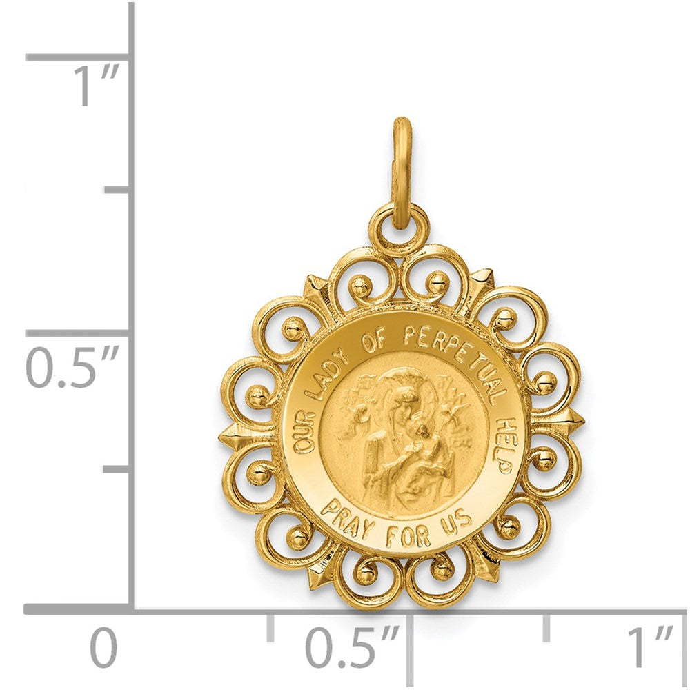 14k Yellow Gold 17.25 mm Our Lady of Perpetual Help Medal Charm (1.24 grams)