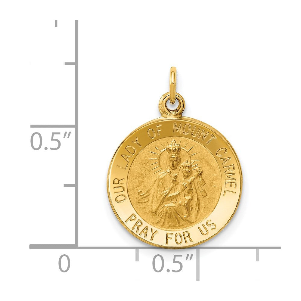 14k Yellow Gold 15 mm Our Lady of Mount Carmel Medal Charm (1.19 grams)