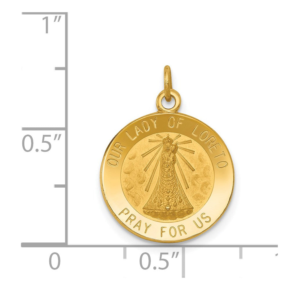 14k Yellow Gold 15 mm Our Lady of Loreto Medal Charm (1.13 grams)