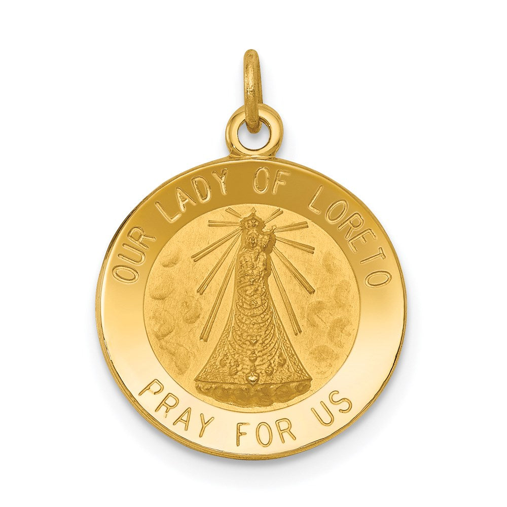 14k Yellow Gold 15 mm Our Lady of Loreto Medal Charm (1.13 grams)