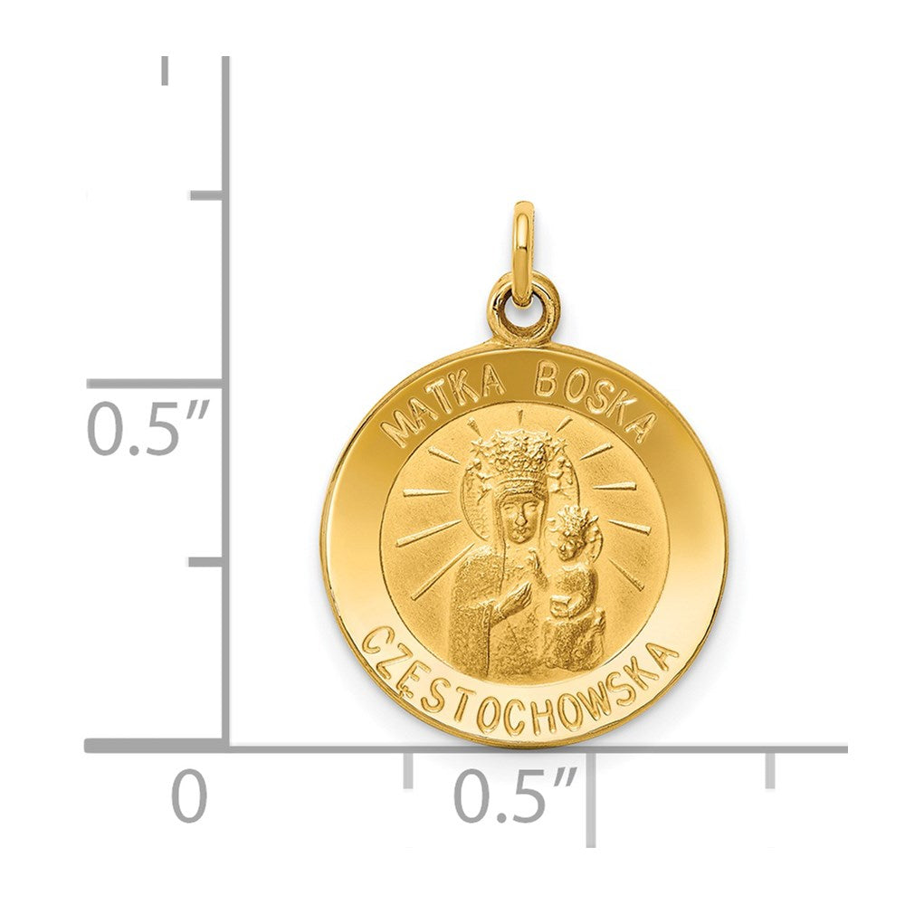 14k Yellow Gold 15 mm Matka Boska Medal Charm (1.5 grams)