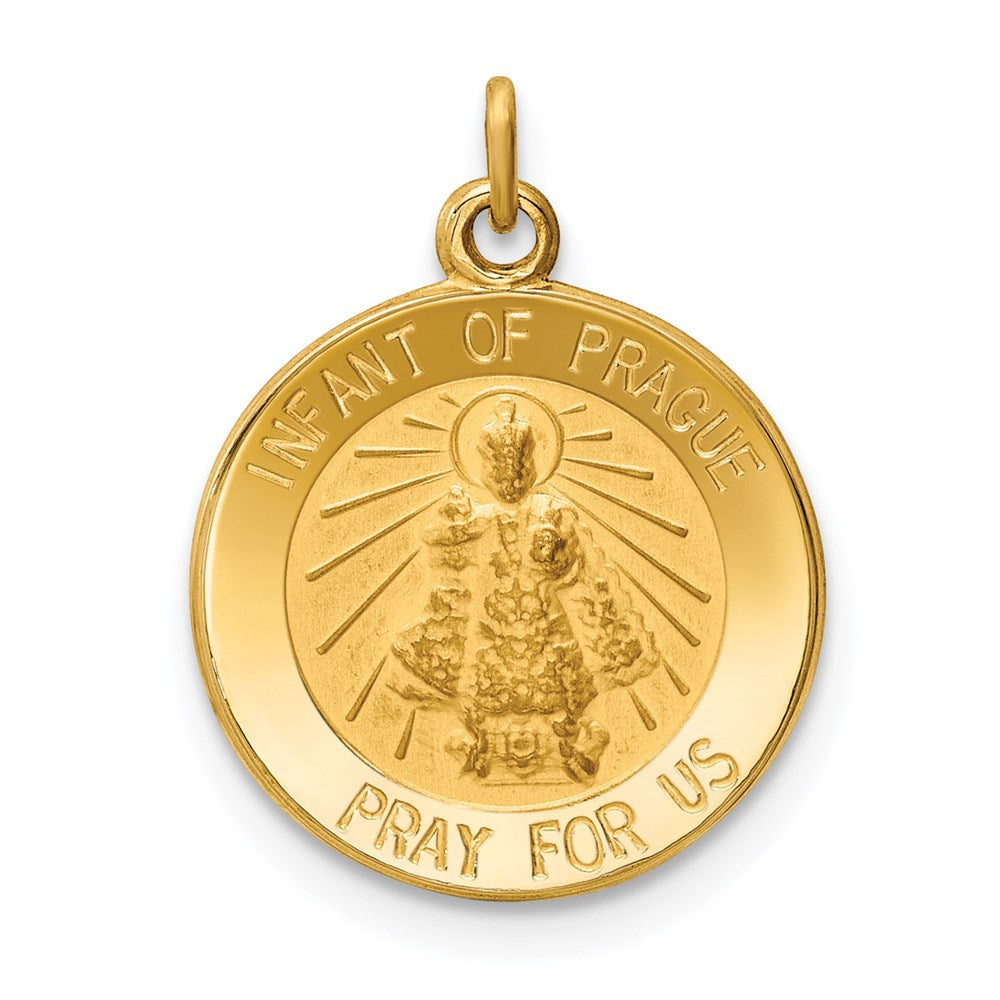 14k Yellow Gold 15 mm Infant of Prague Medal Charm (1.07 grams)