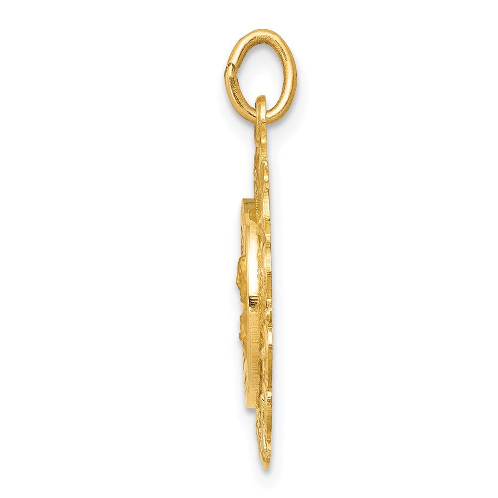 14k Yellow Gold 18 mm Sacred Heart of Jesus Medal Charm (1.31 grams)