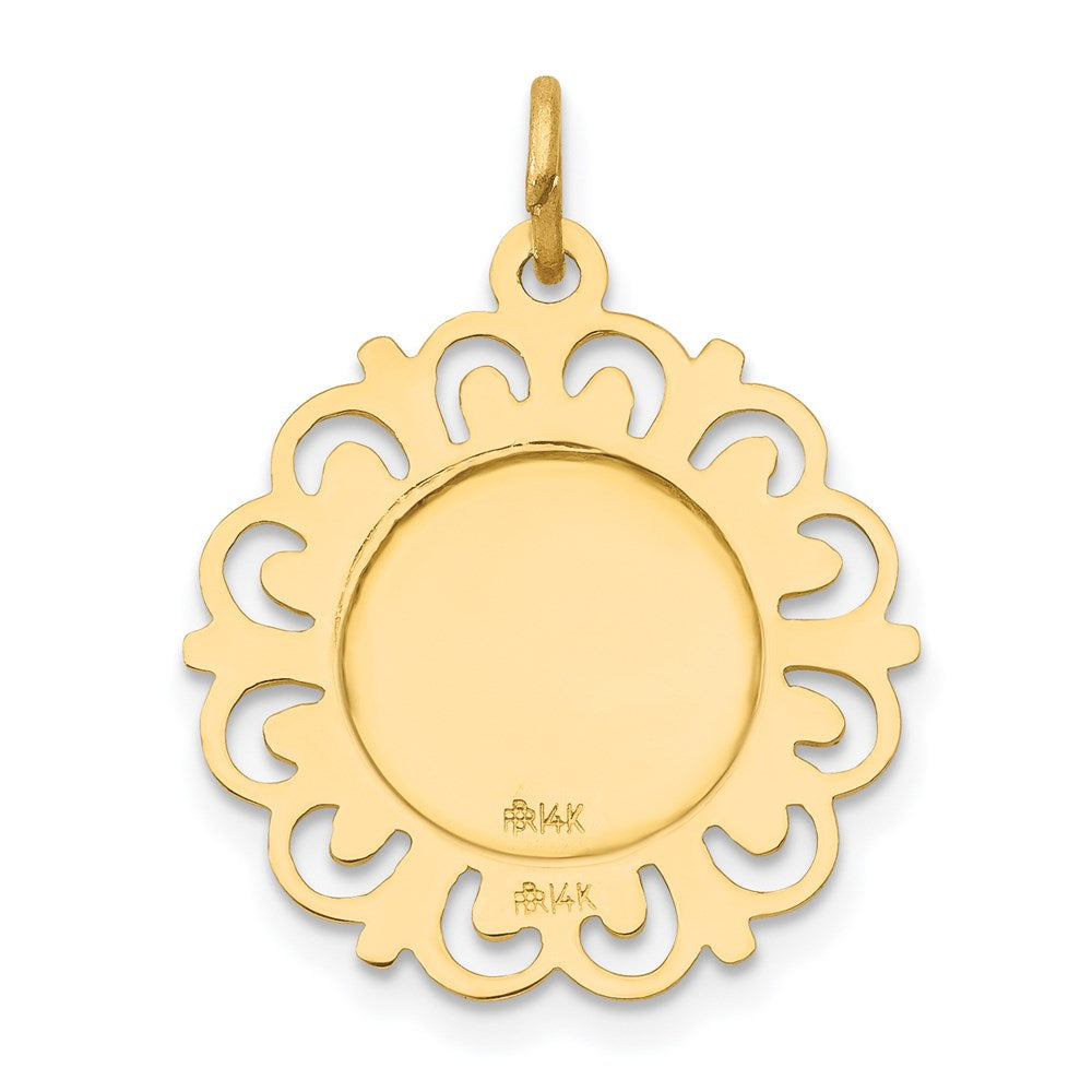 14k Yellow Gold 18 mm Sacred Heart of Jesus Medal Charm (1.31 grams)