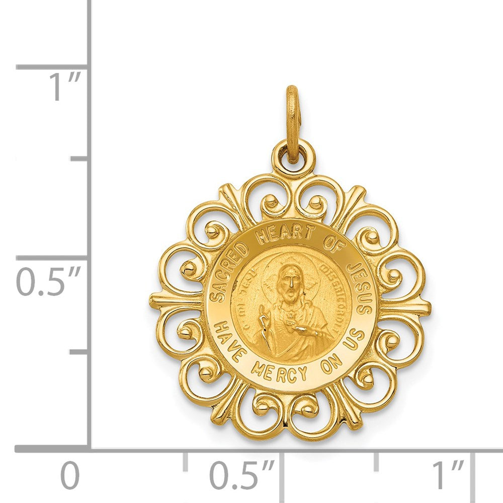 14k Yellow Gold 18 mm Sacred Heart of Jesus Medal Charm (1.31 grams)