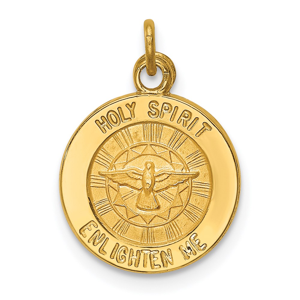 14k Yellow Gold 12.65 mm Holy Spirit Medal Charm (0.79 grams)