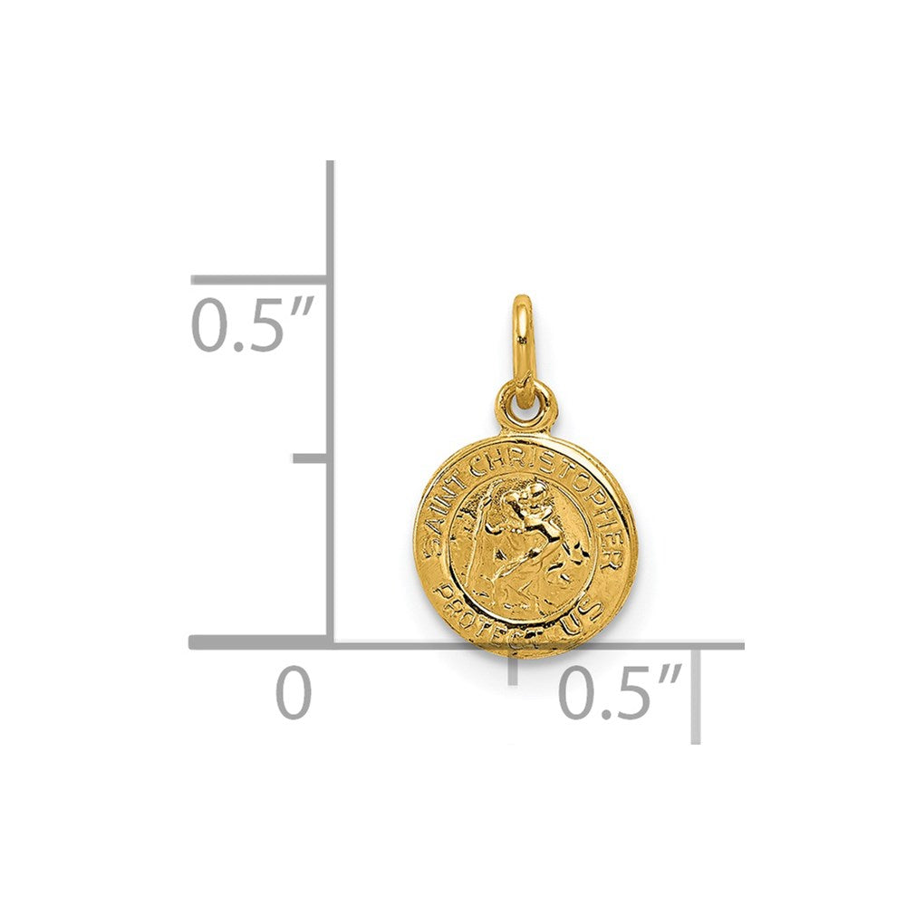 14k Yellow Gold 8 mm Saint Christopher Medal Charm (0.38 grams)