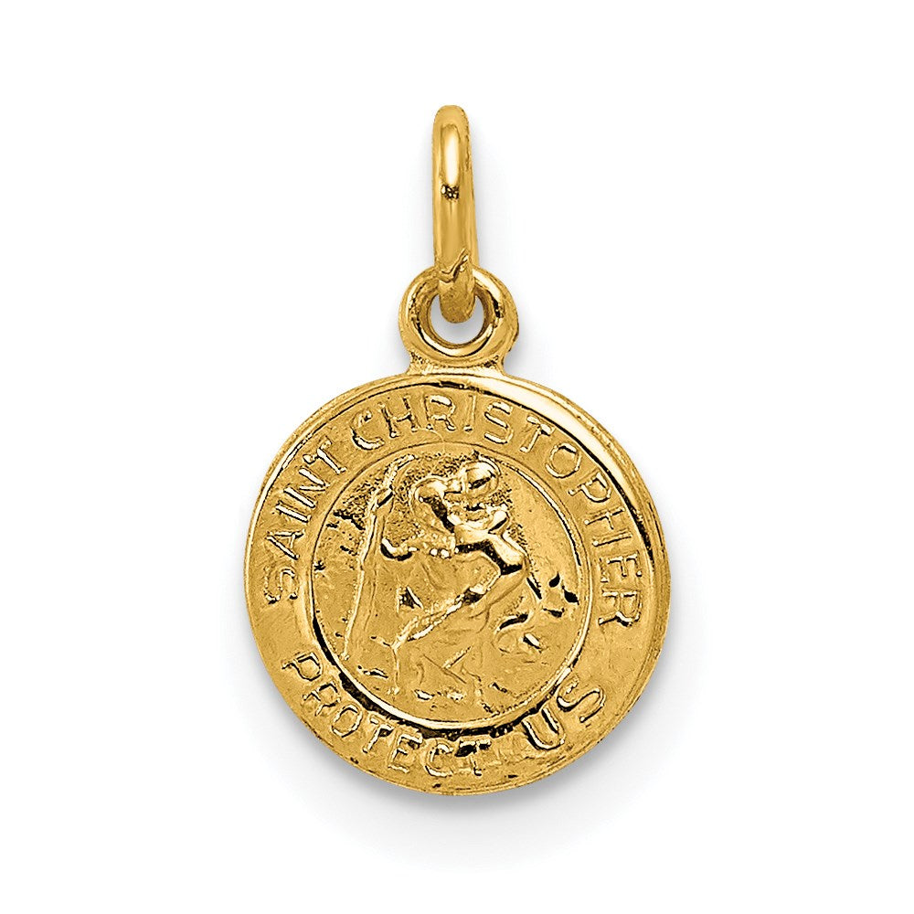 14k Yellow Gold 8 mm Saint Christopher Medal Charm (0.38 grams)