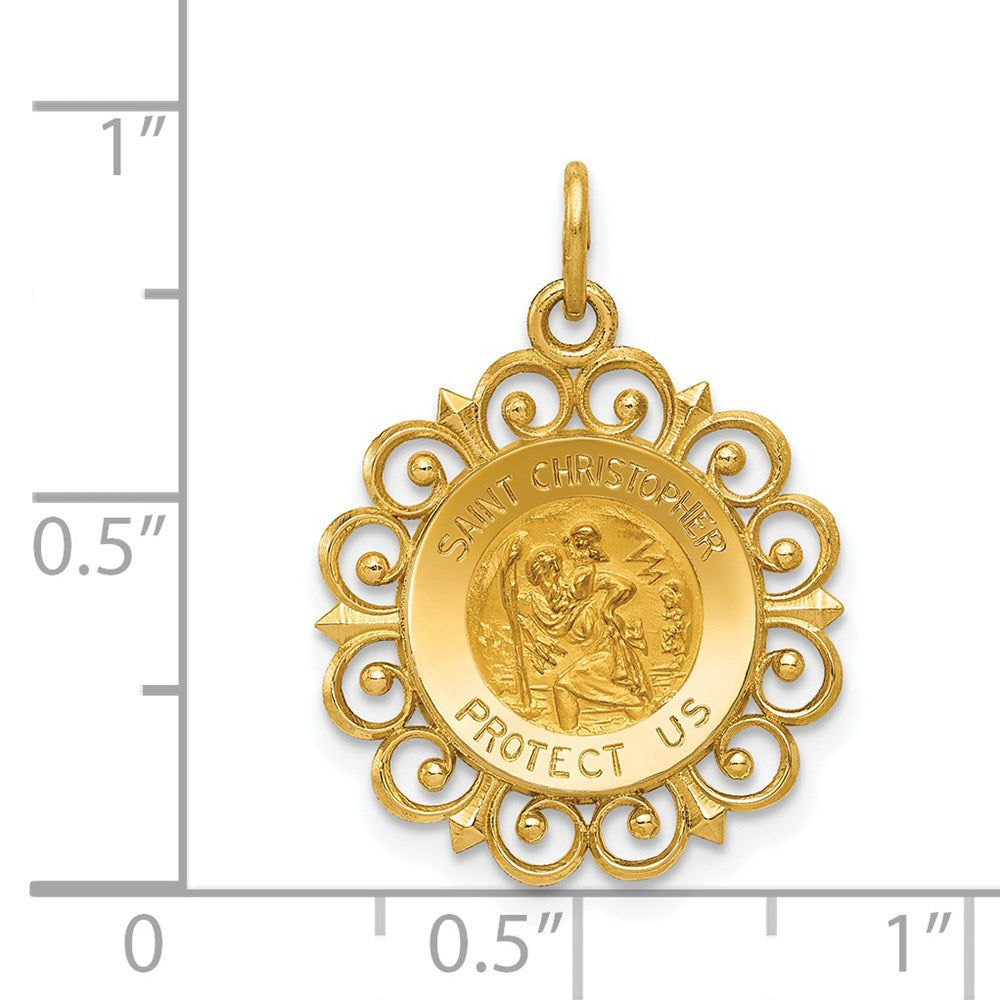 14k Yellow Gold 17.5 mm Saint Christopher Medal Charm (1.43 grams)