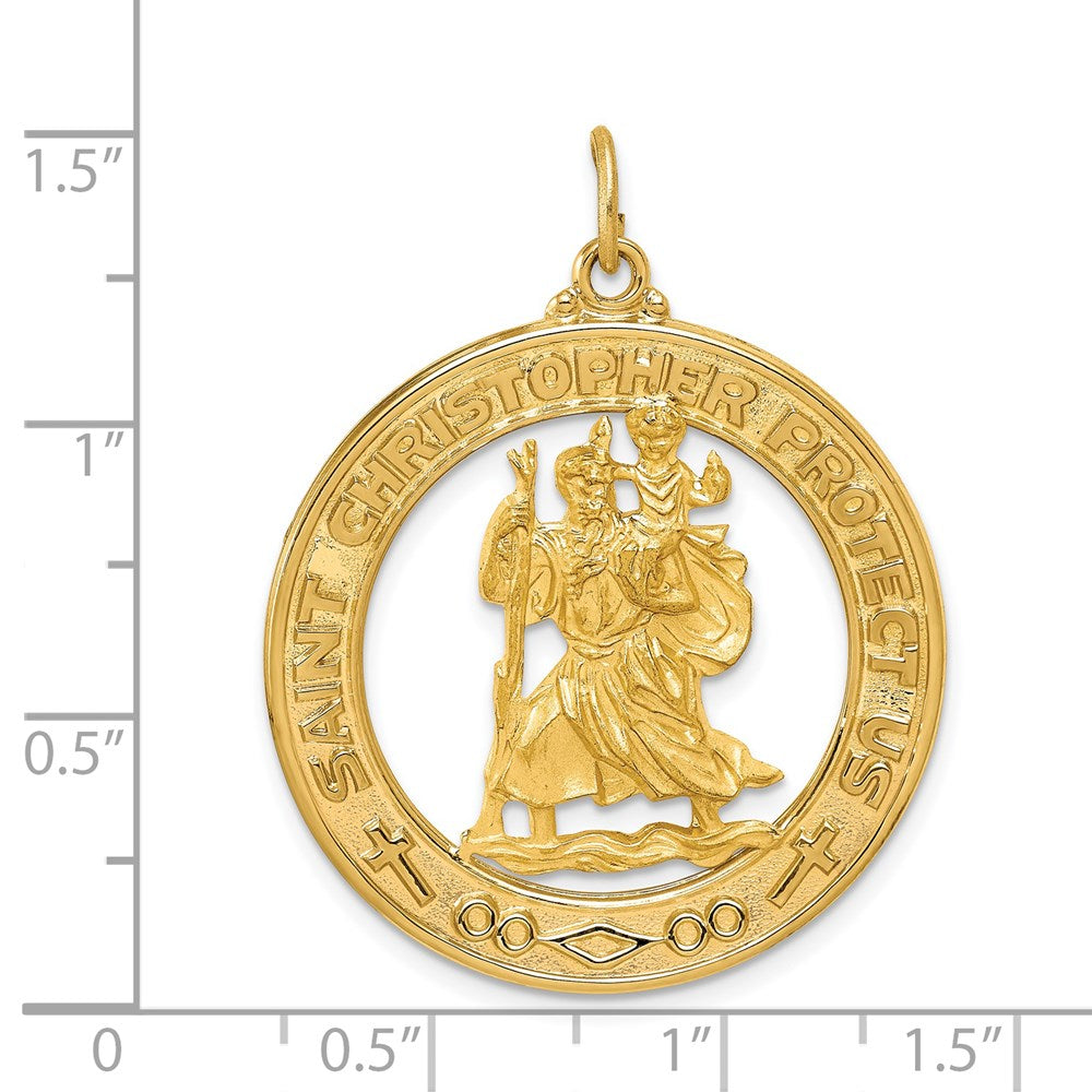 14k Yellow Gold 30 mm Saint Christopher Medal Pendant (5.41 grams)