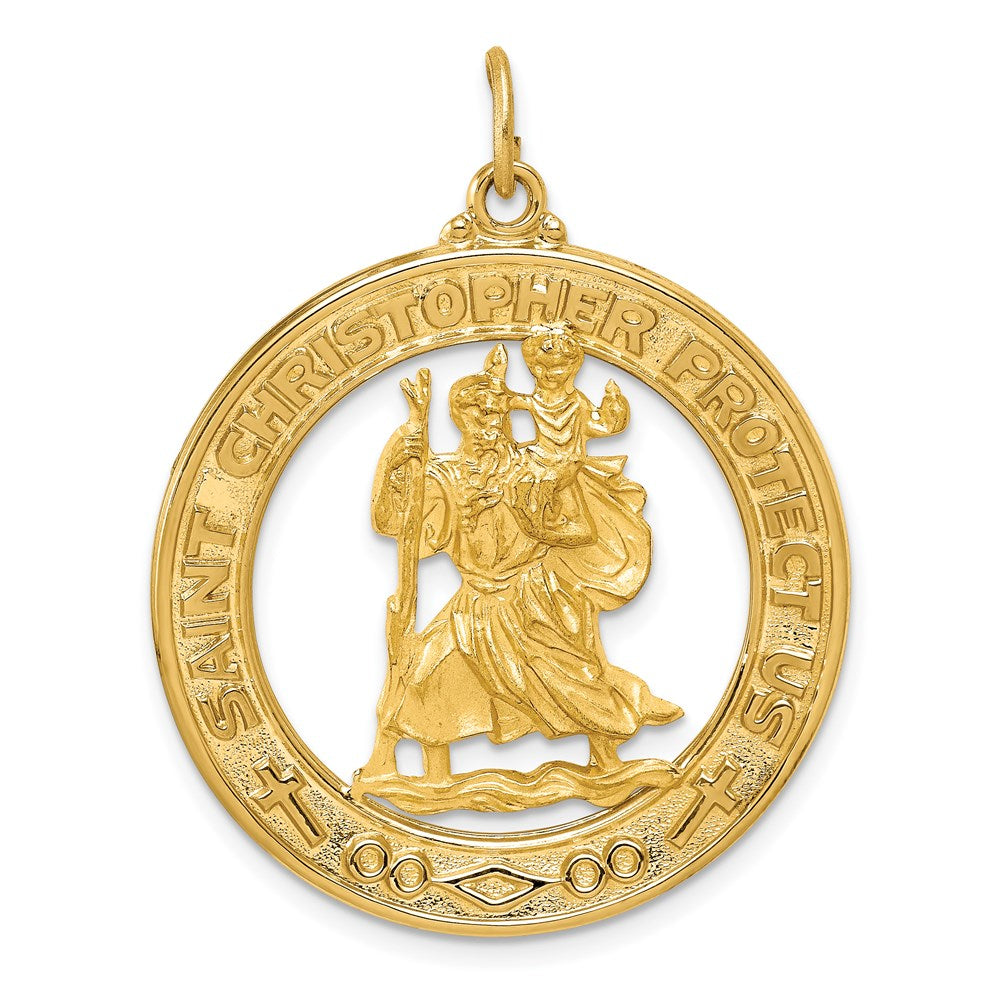 14k Yellow Gold 30 mm Saint Christopher Medal Pendant (5.41 grams)