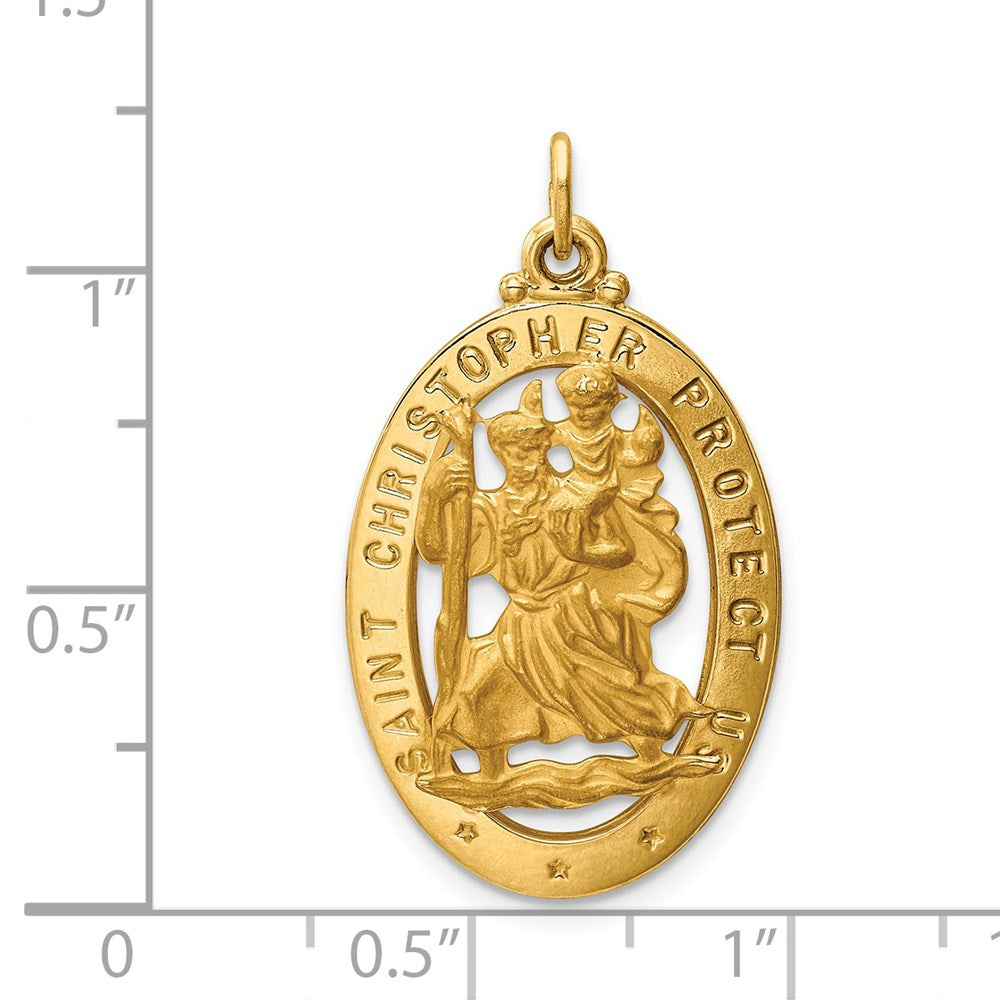 14k Yellow Gold 17.5 mm Saint Christopher Medal Pendant (3.22 grams)