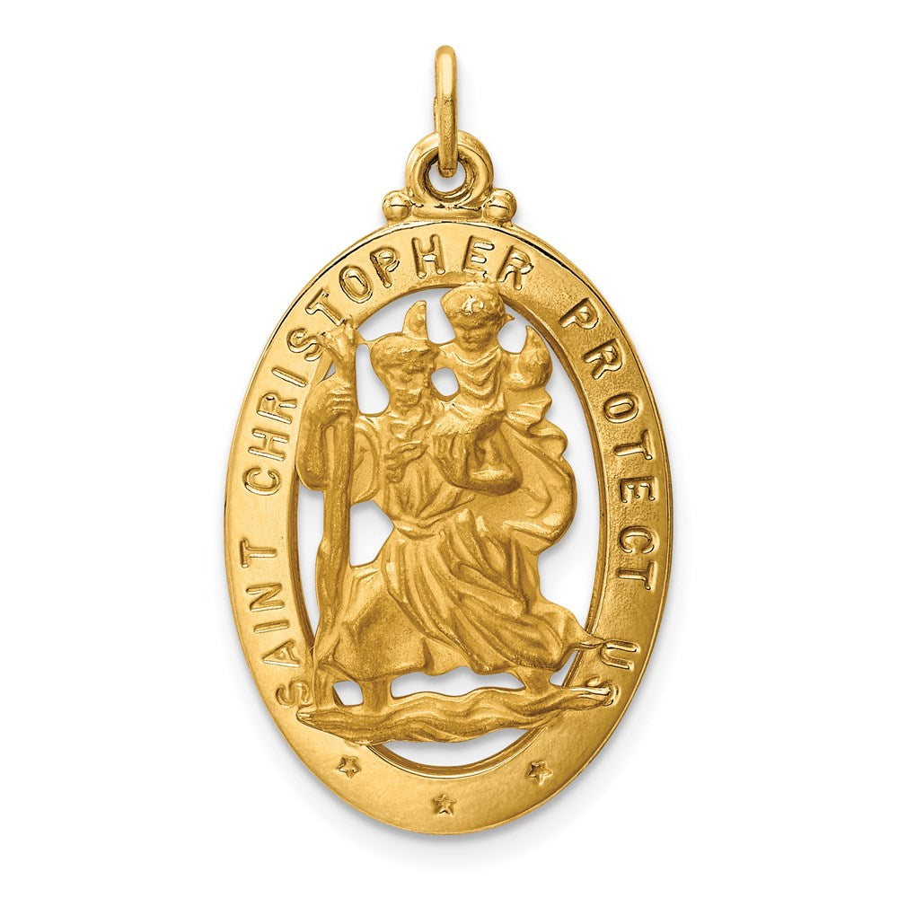 14k Yellow Gold 17.5 mm Saint Christopher Medal Pendant (3.22 grams)