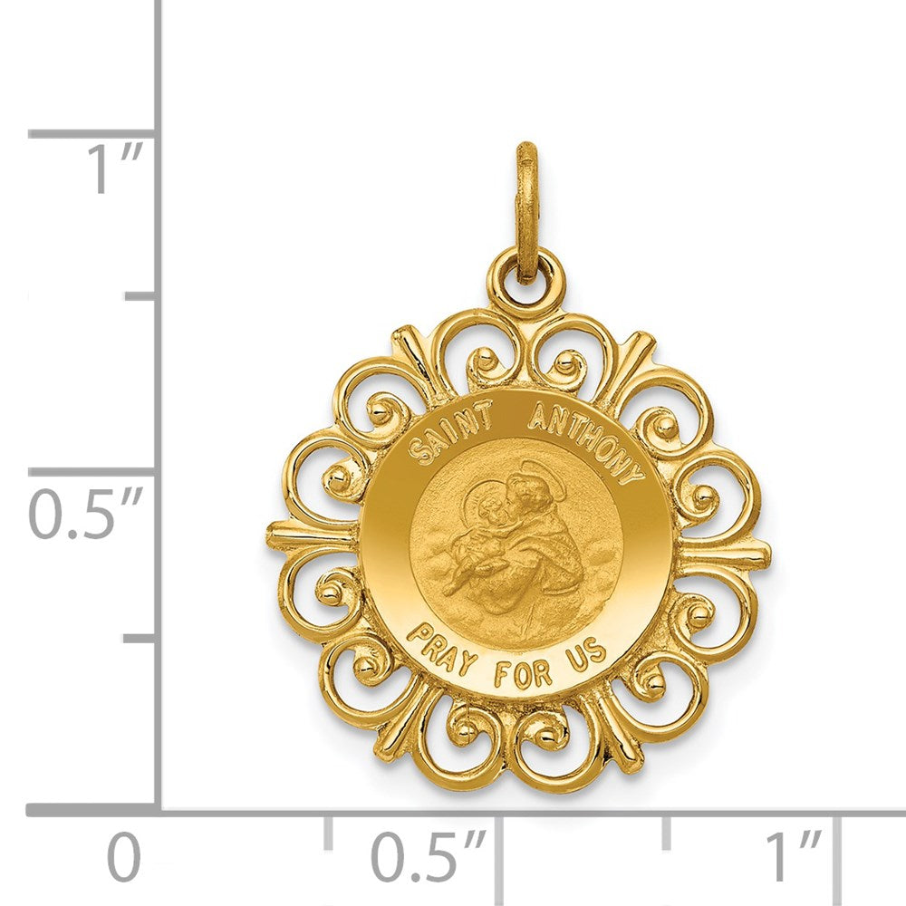 14k Yellow Gold 19 mm Saint Anthony Medal Charm (1.52 grams)