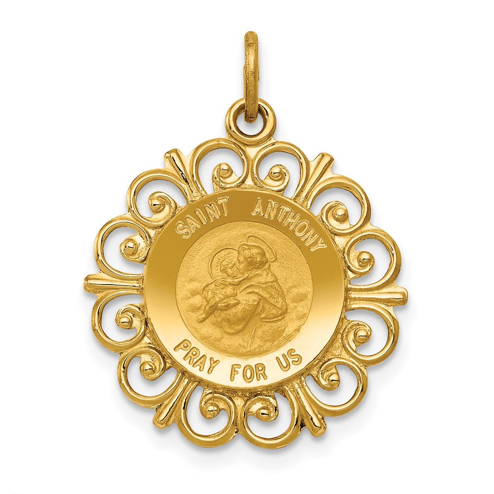 14k Yellow Gold 19 mm Saint Anthony Medal Charm (1.52 grams)