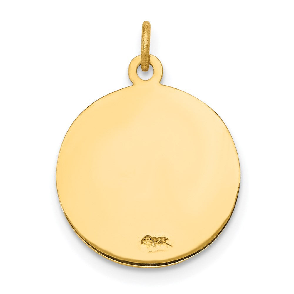 14k Yellow Gold 14.5 mm Guardian Angel Medal Charm (1.19 grams)