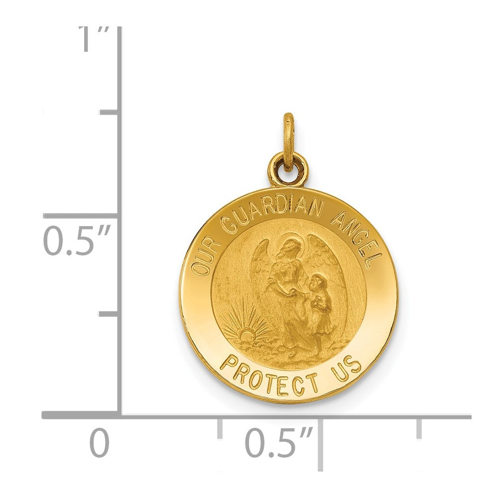 14k Yellow Gold 14.5 mm Guardian Angel Medal Charm (1.19 grams)