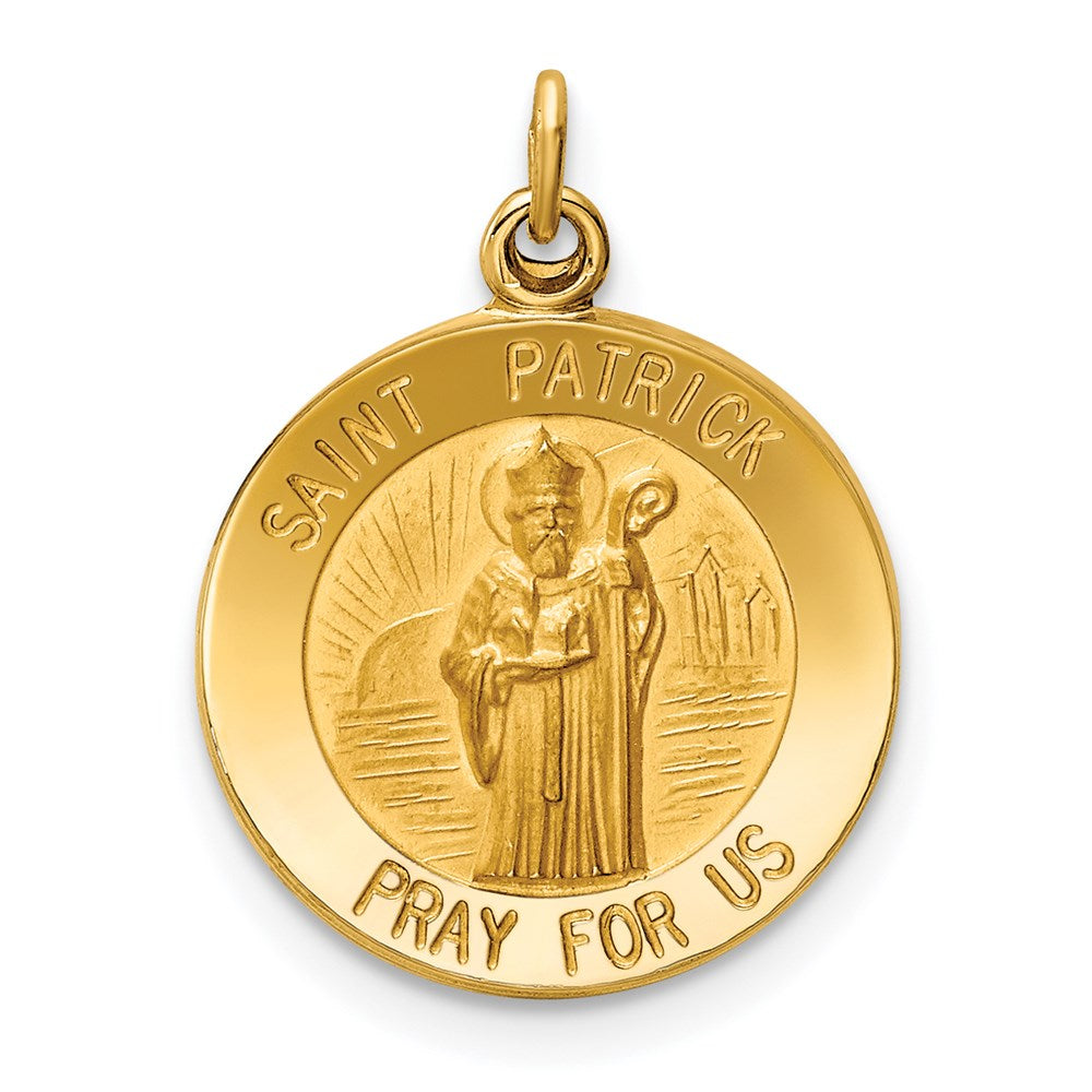 14k Yellow Gold 15 mm Saint Patrick Medal Charm (1.19 grams)