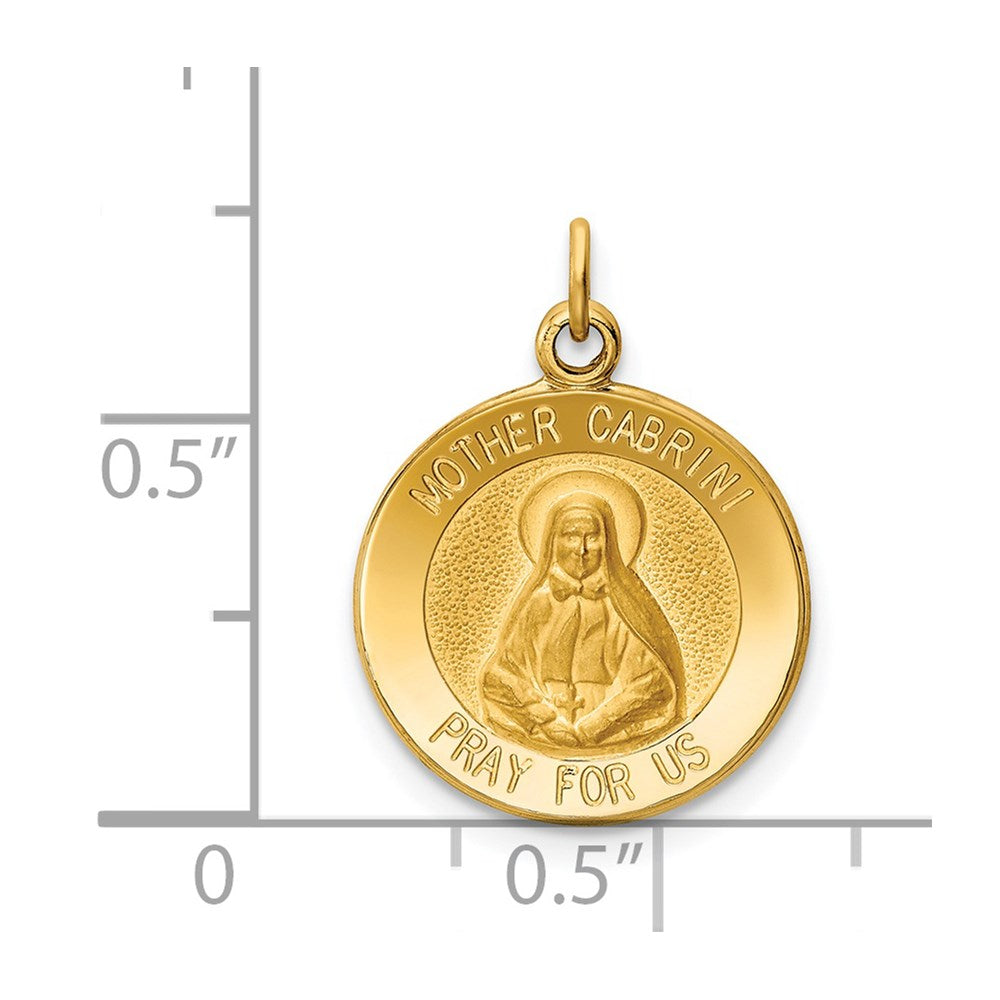 14k Yellow Gold 15 mm Mother Cabrini Medal Charm (1.19 grams)