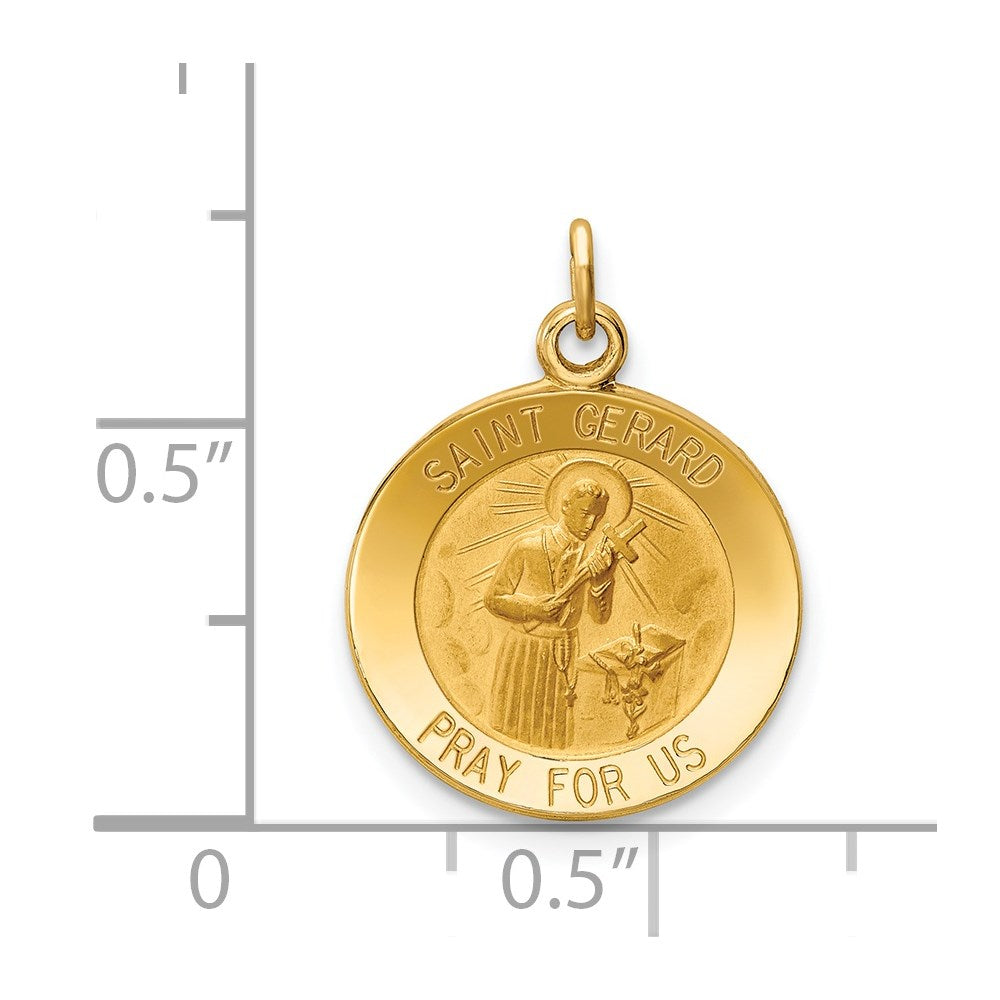 14k Yellow Gold 14.5 mm Saint Gerard Medal Charm (1.19 grams)