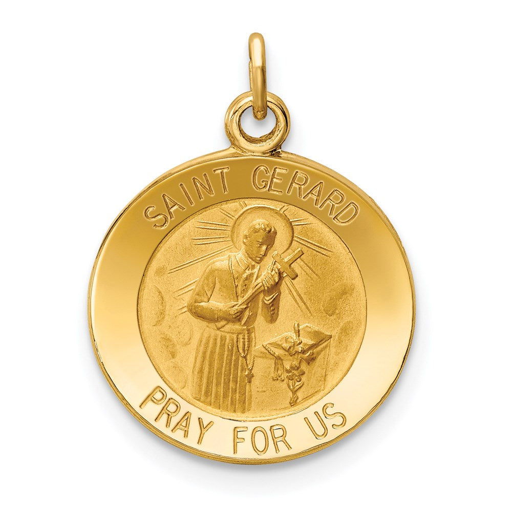 14k Yellow Gold 14.5 mm Saint Gerard Medal Charm (1.19 grams)